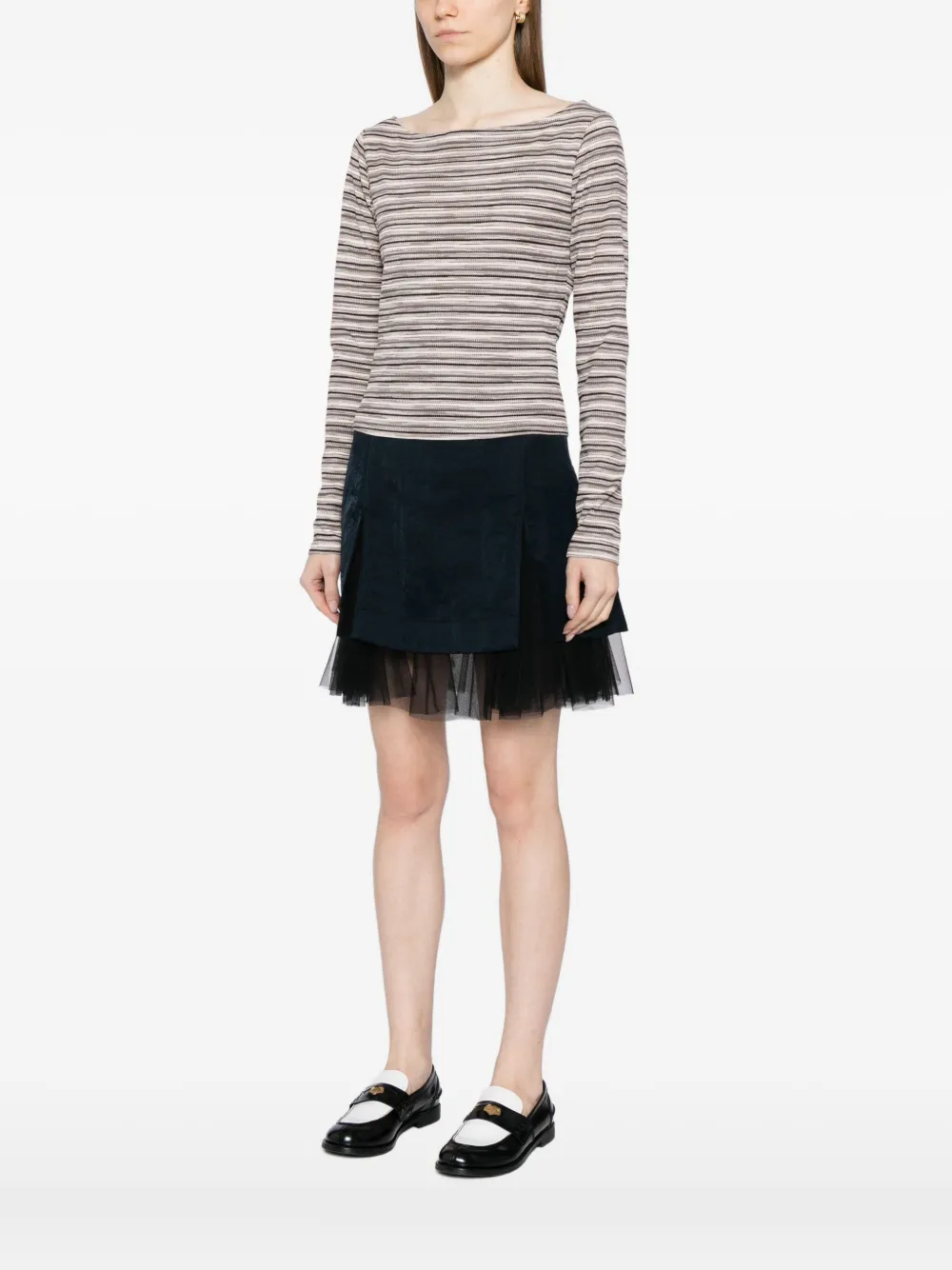 Reformation Wiley Knit Top Grey Stripe In Gray