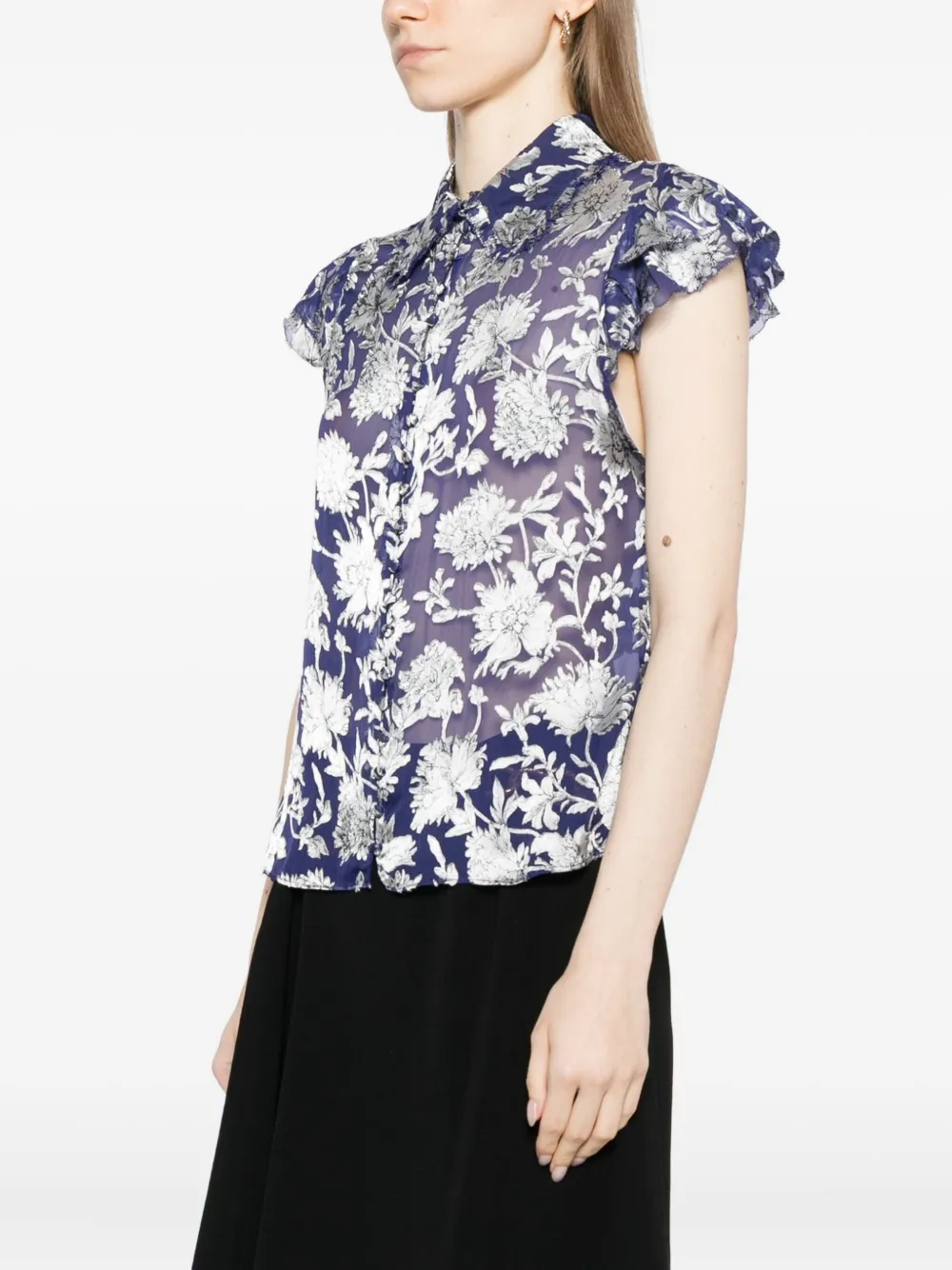 Alice And Olivia Martel Blouse In Blue