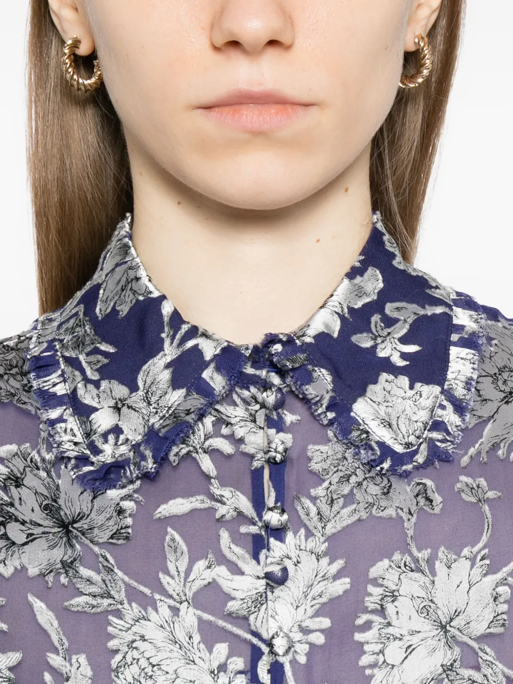 Alice And Olivia Martel Blouse In Blue