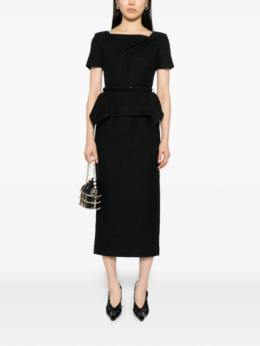 Roland Mouret Gedraaide peplum jurk - Zwart
