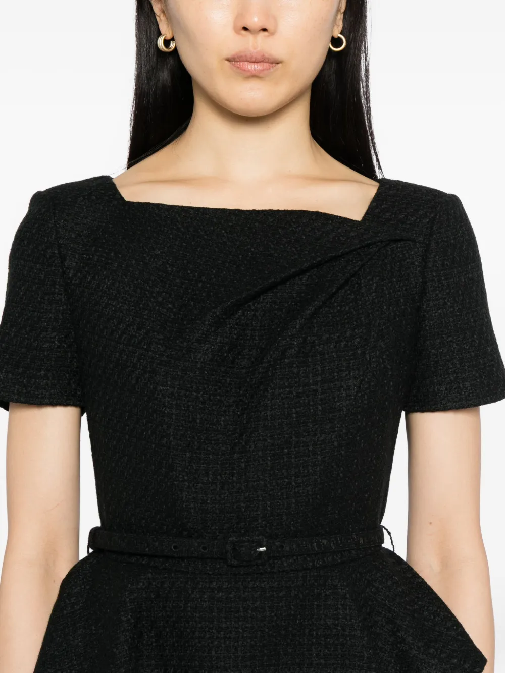 Roland Mouret Twist-peplum Dress In Black