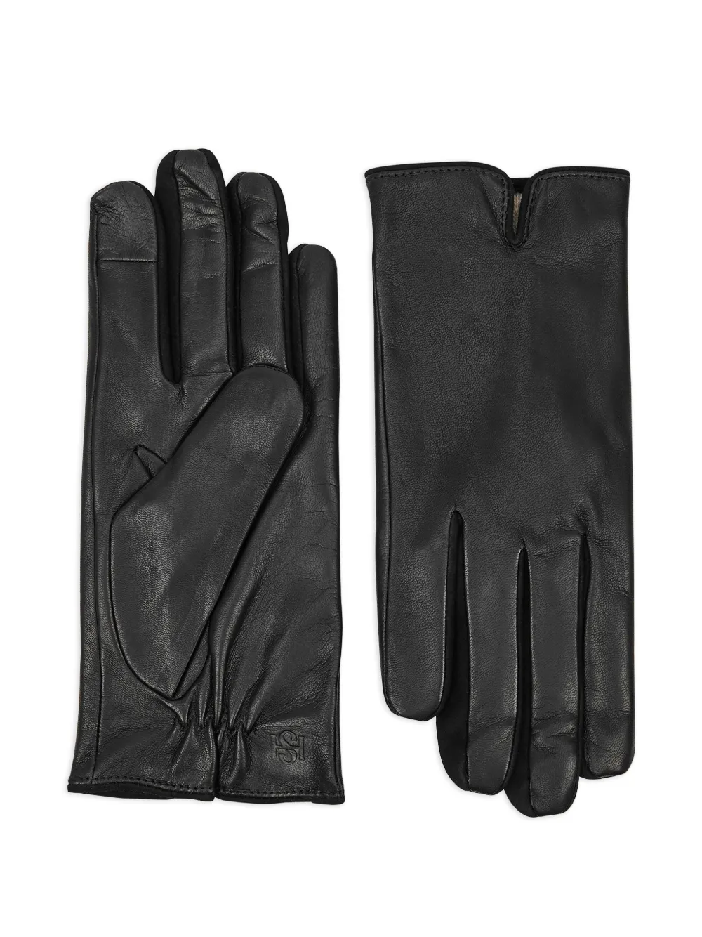 HANDSOME STOCKHOLM Essentials logo-debossed gloves - Schwarz