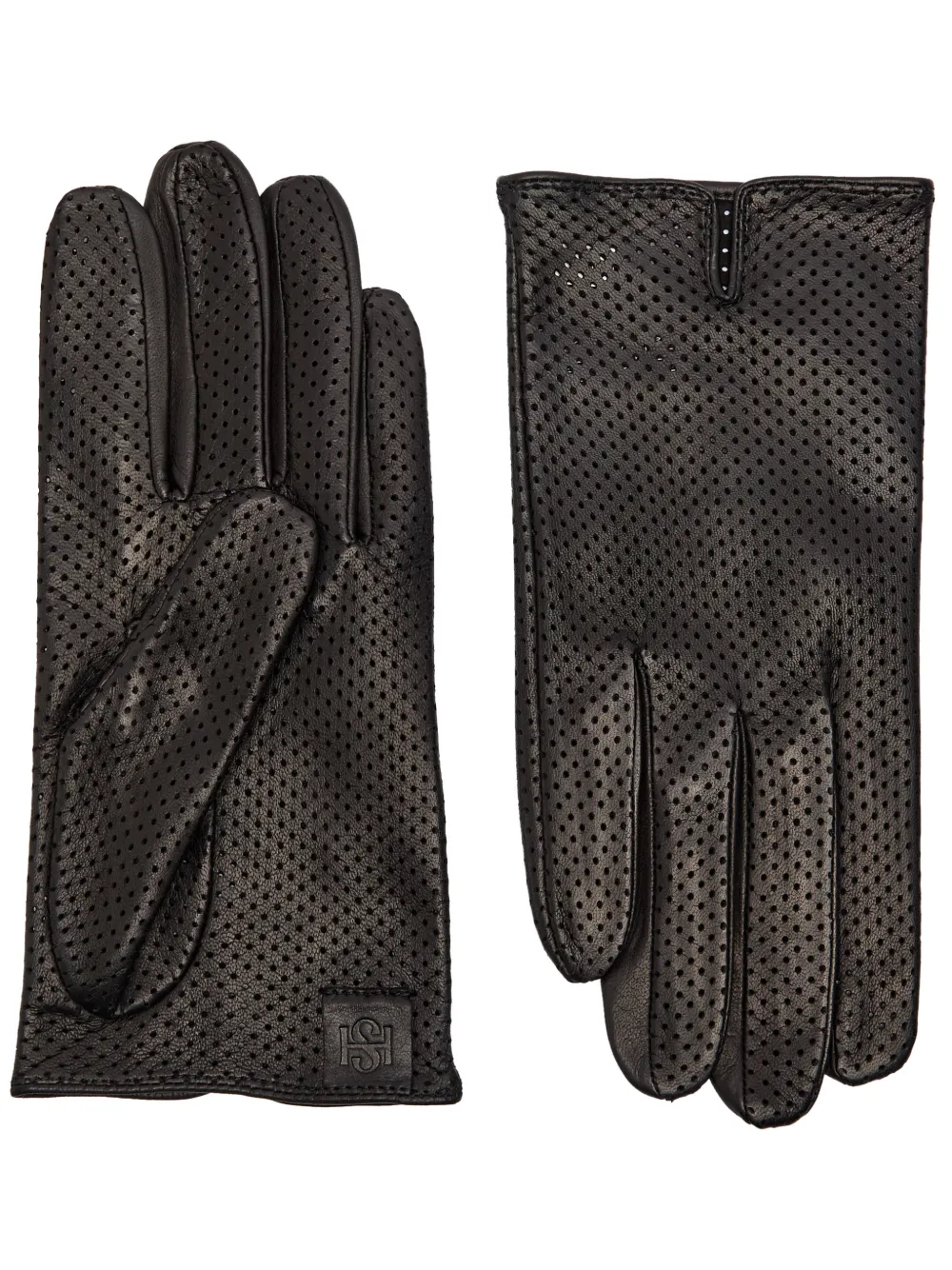 HANDSOME STOCKHOLM Statement perforated gloves - Zwart