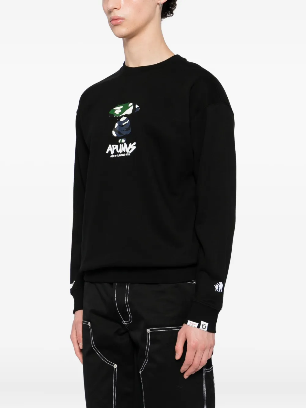 Aape By A Bathing Ape Camo Logo Crew Sweater In Black