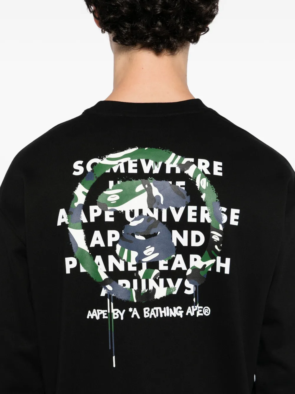 Aape By A Bathing Ape Camo Logo Crew Sweater In Black