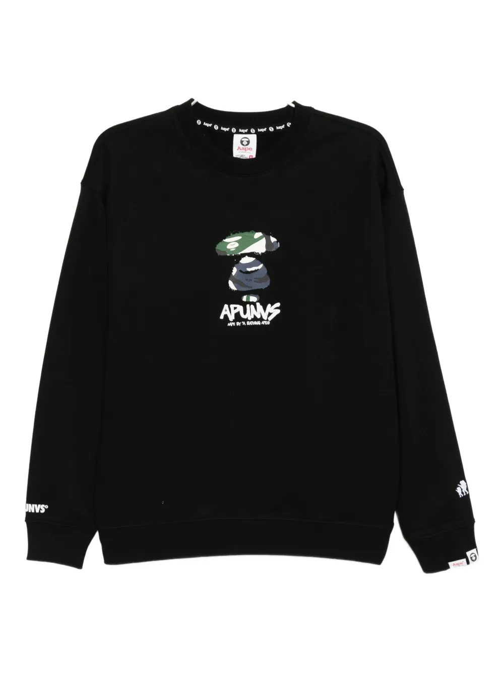 Aape By A Bathing Ape Camo Logo Crew Sweater In Black