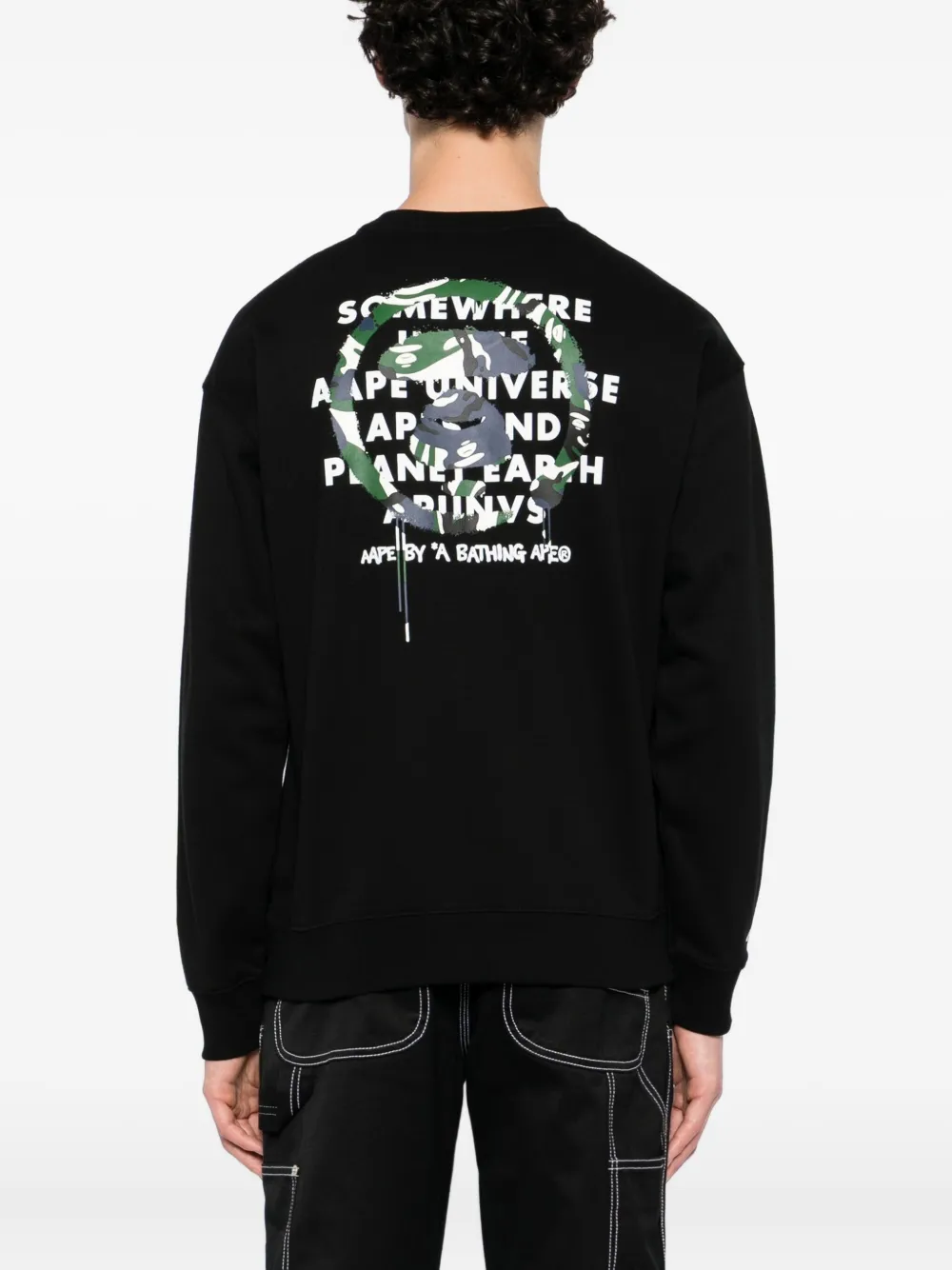 Aape By A Bathing Ape Camo Logo Crew Sweater In Black