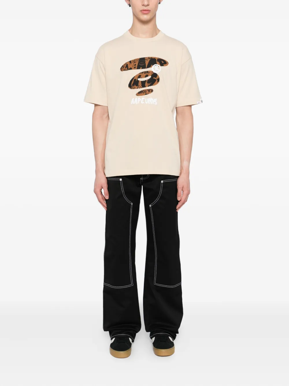 AAPE BY *A BATHING APE T-shirt met logoprint - Beige