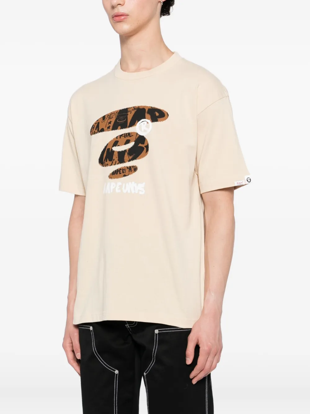 AAPE BY *A BATHING APE T-shirt met logoprint Beige