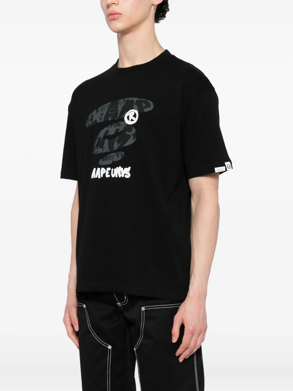 AAPE BY *A BATHING APE T-shirt met logoprint Zwart