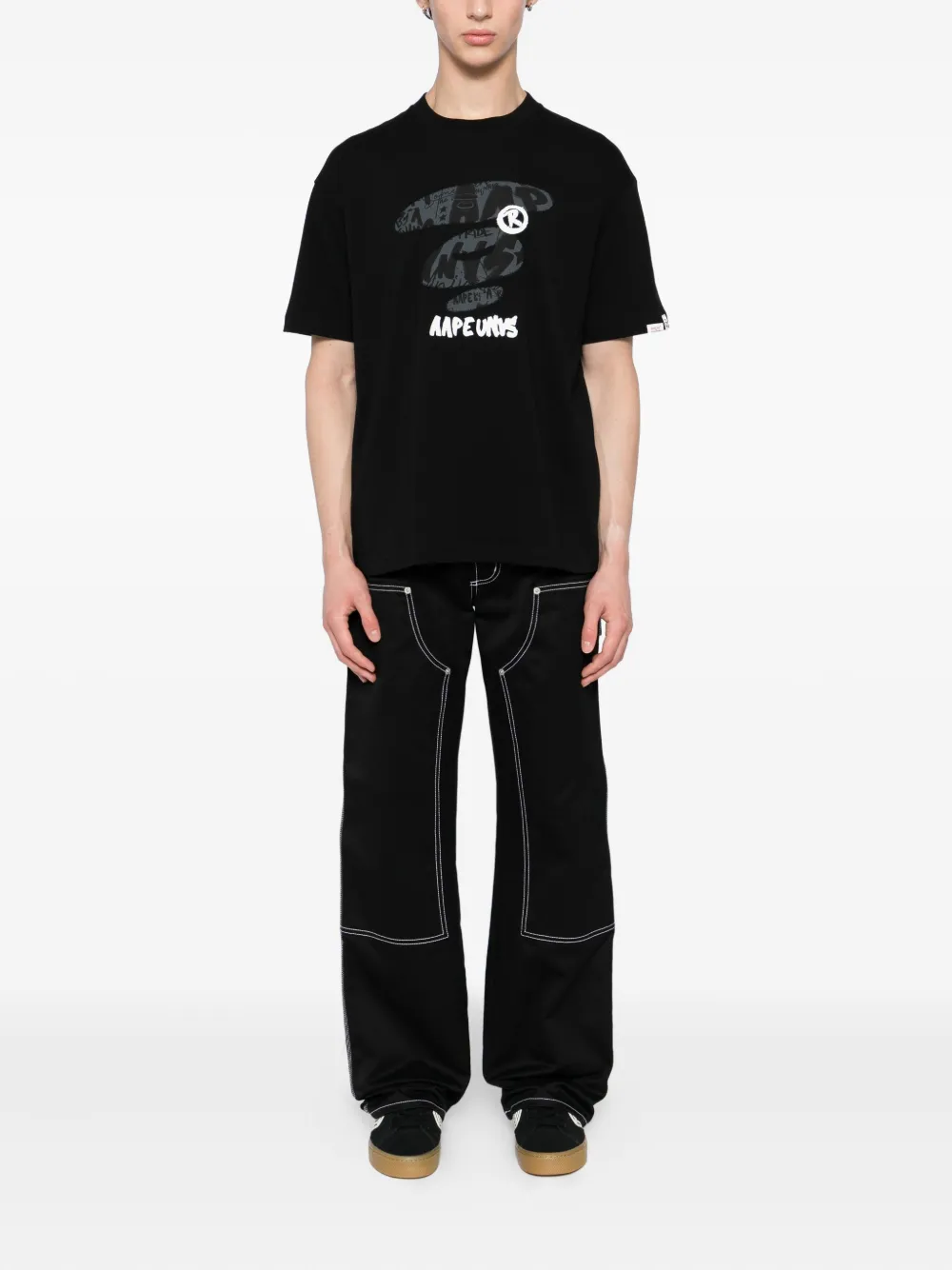 AAPE BY *A BATHING APE T-shirt met logoprint - Zwart