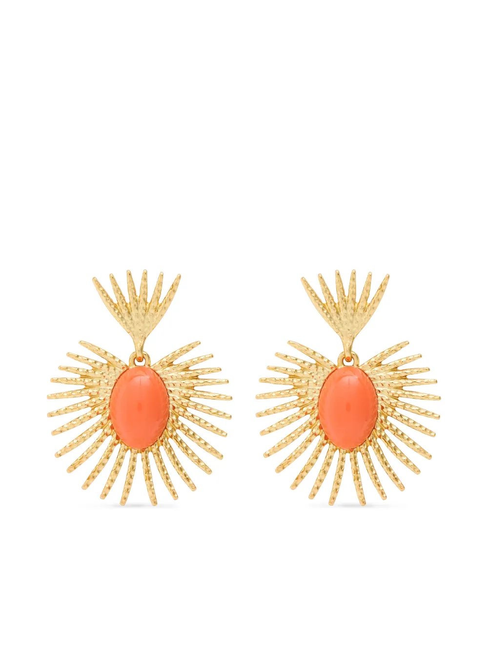 Kenneth Jay Lane fan drop earrings - Oro