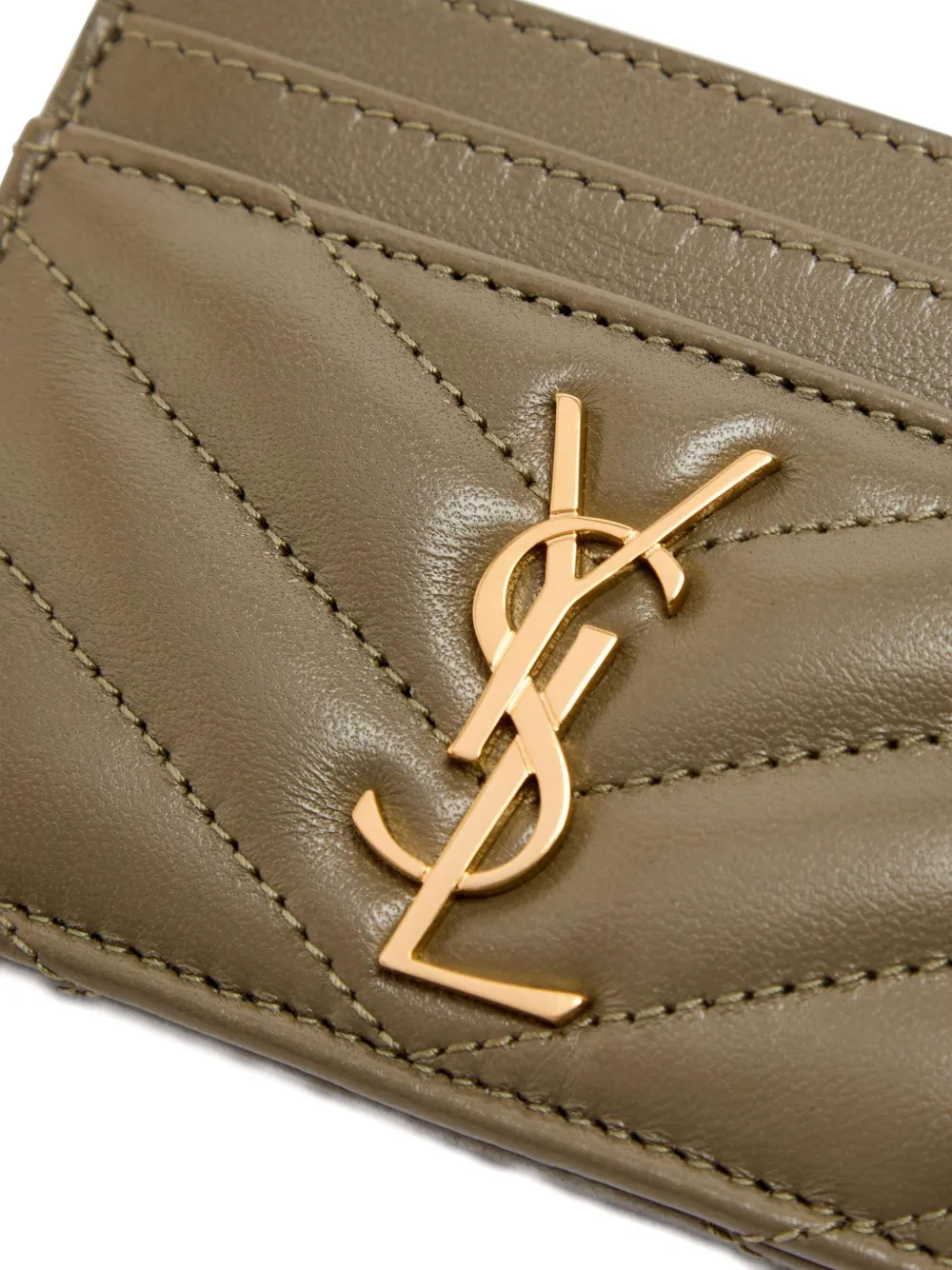 Saint Laurent quilted logo card holder - Groen