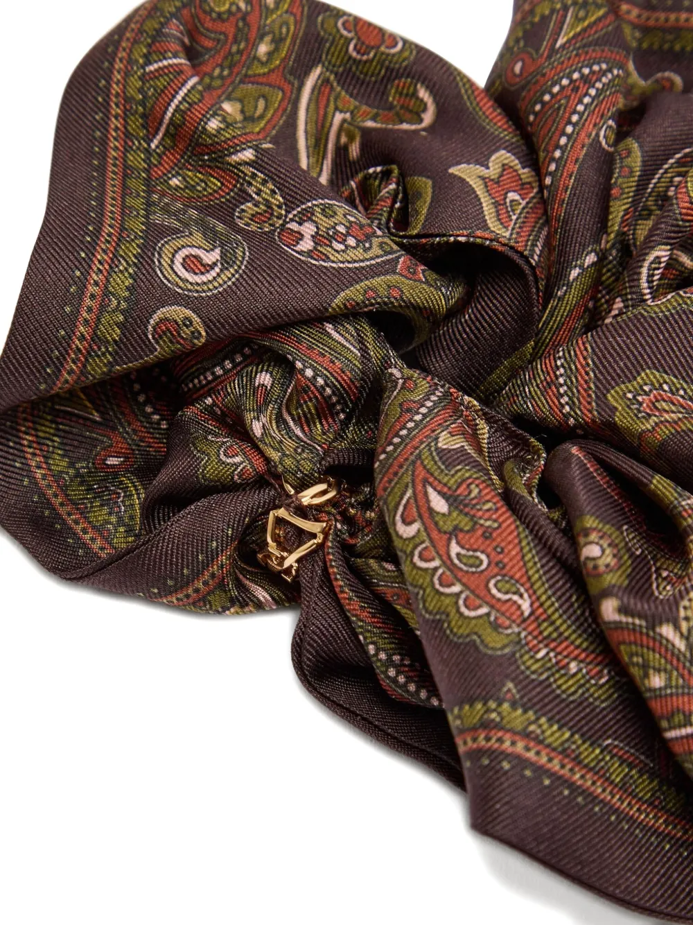 Saint Laurent Zijden scrunchie met paisley-print Bruin