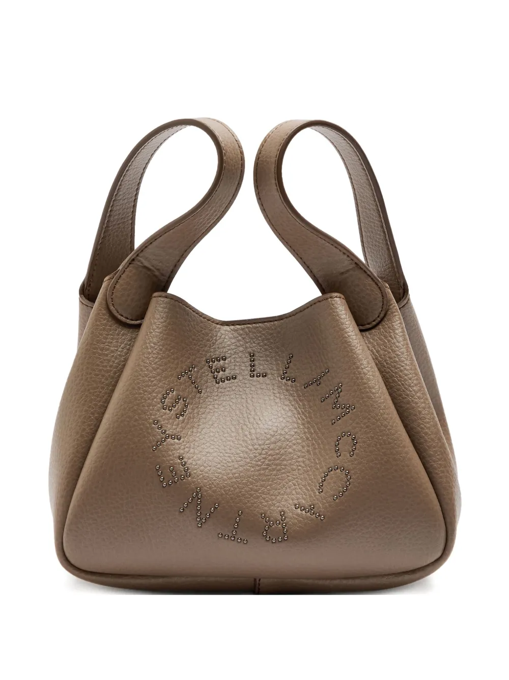 Stella Mccartney Logo Studded Faux Leather Top Handle Bag In Brown