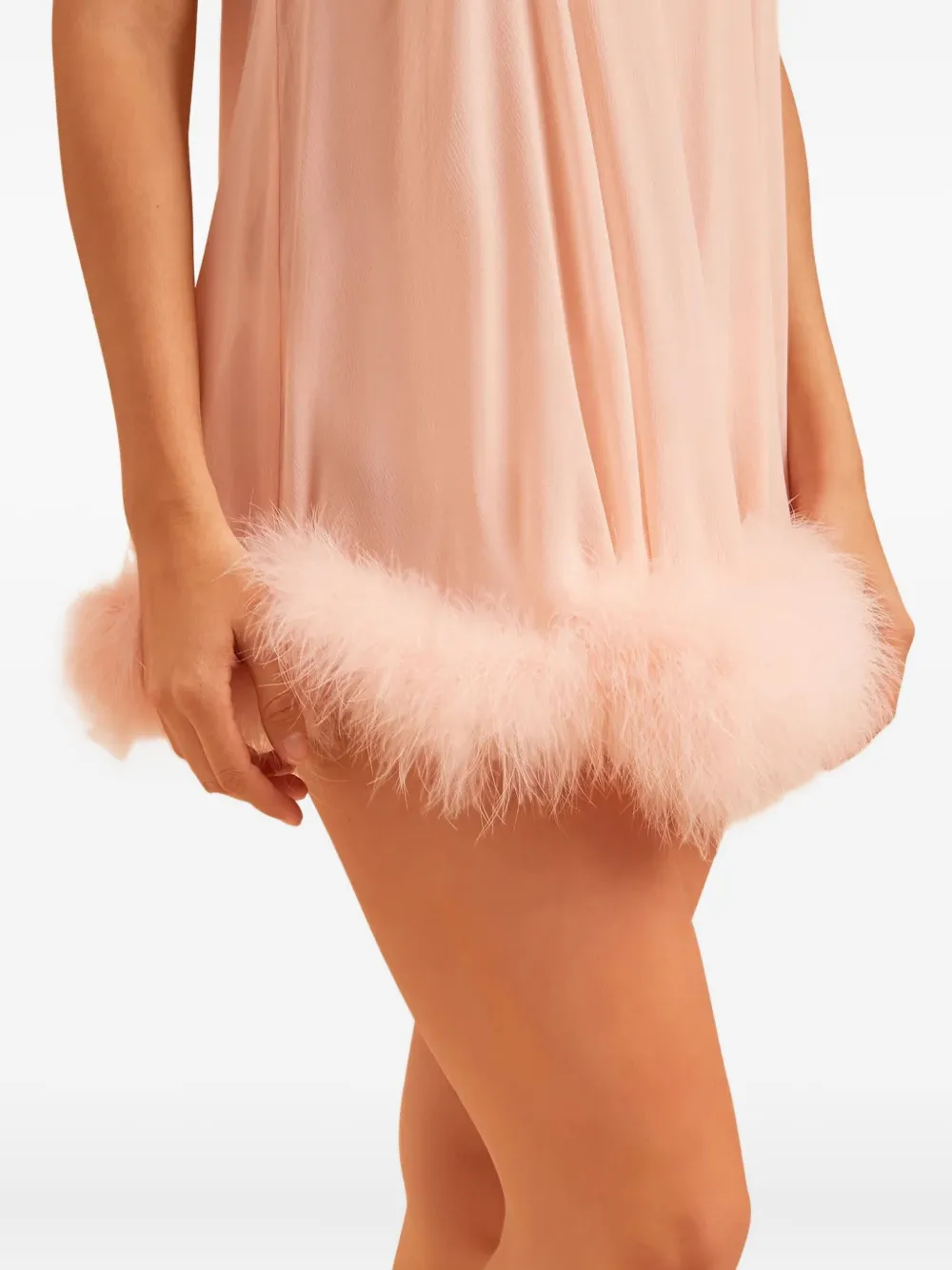 Gilda & Pearl Brief Encounter Feather-trim Babydoll In Pink