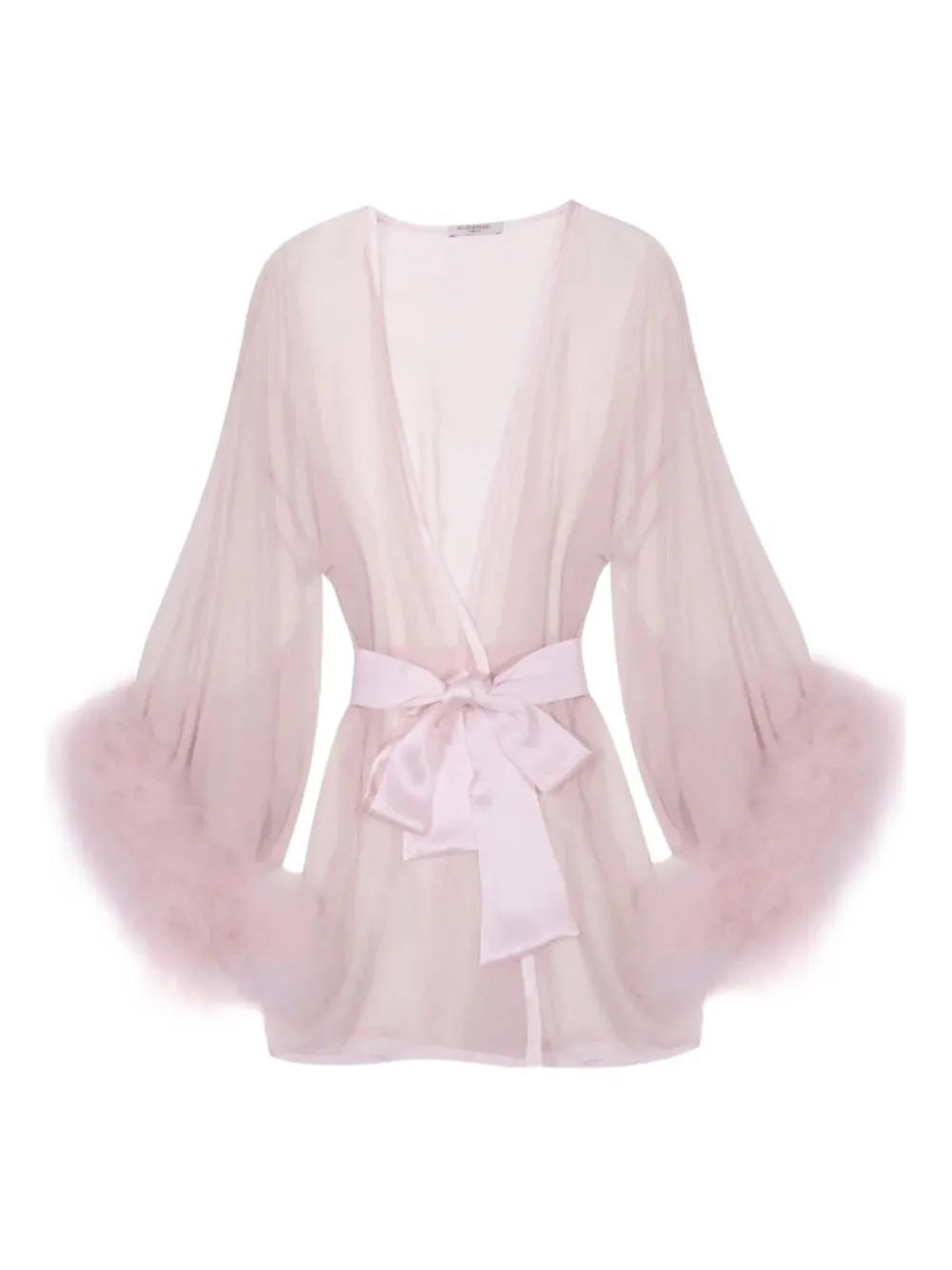 Gilda & Pearl Brief Encounter feather-trim silk robe | Pink | Image 1