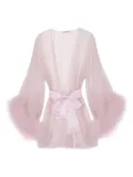 Gilda & Pearl Brief Encounter feather-trim silk robe - Pink