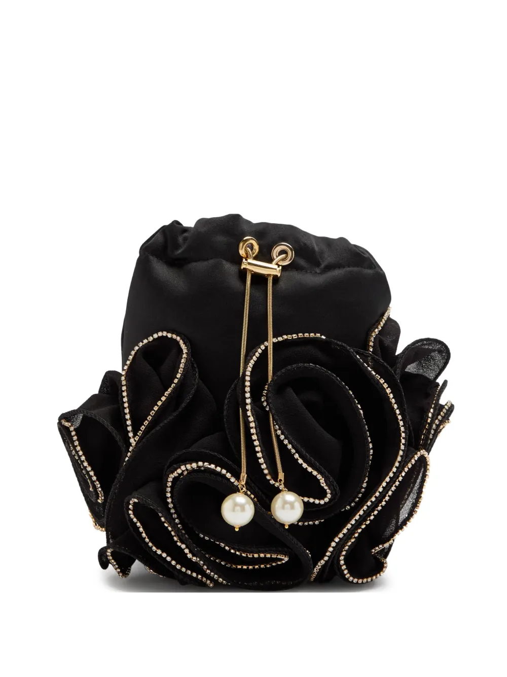 Rosantica Ruffles crystal-embellished satchel bag - Nero