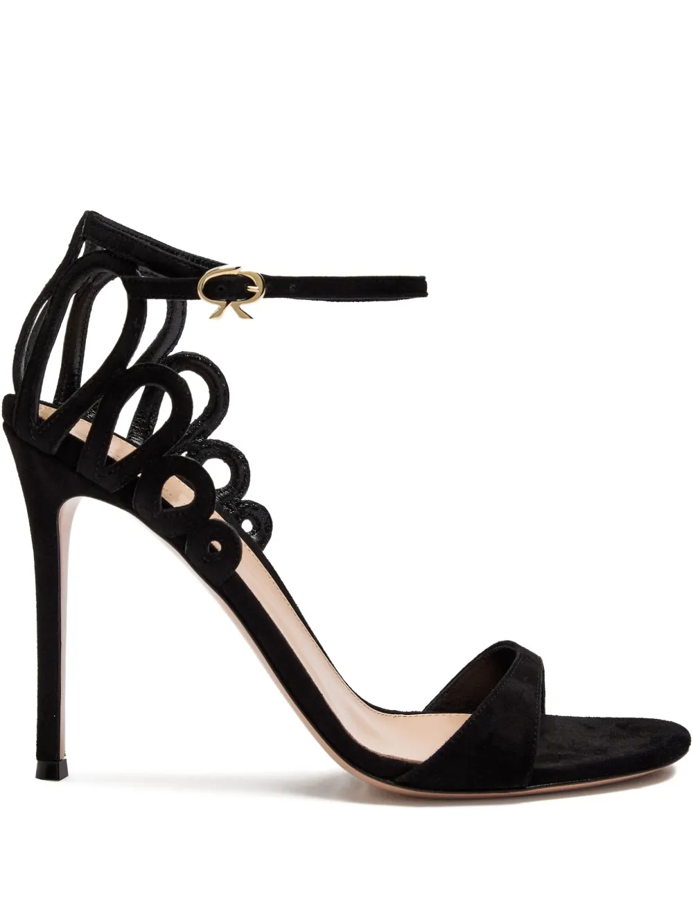 Gianvito Rossi 105 mm Elisa suède sandalen met uitgesneden details Zwart