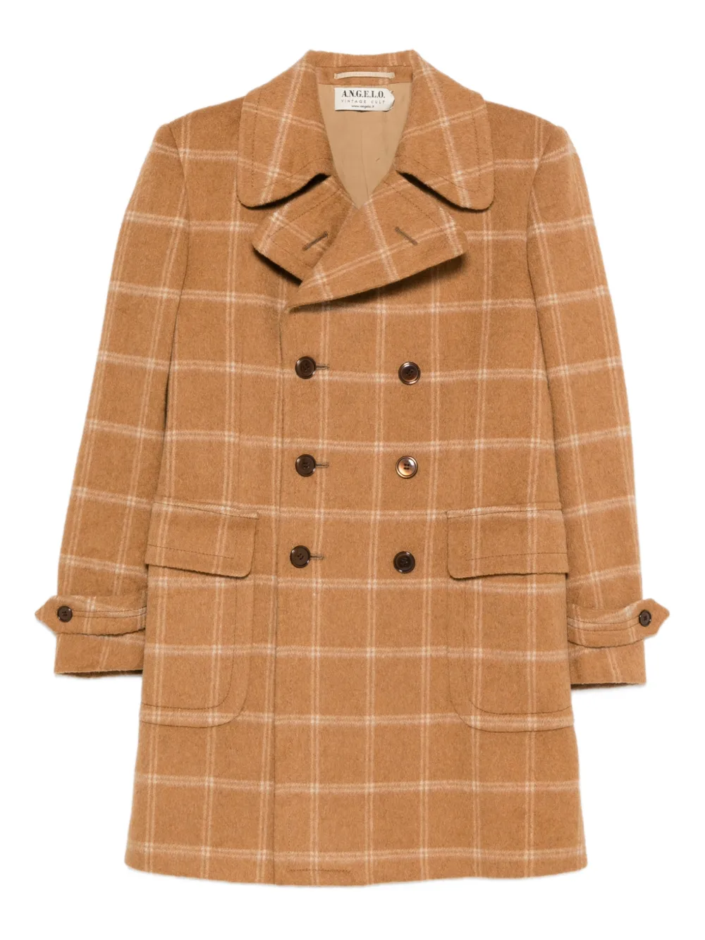 A.N.G.E.L.O. Vintage Cult Cappotto doppiopetto a quadri anni '1970 - Marrone