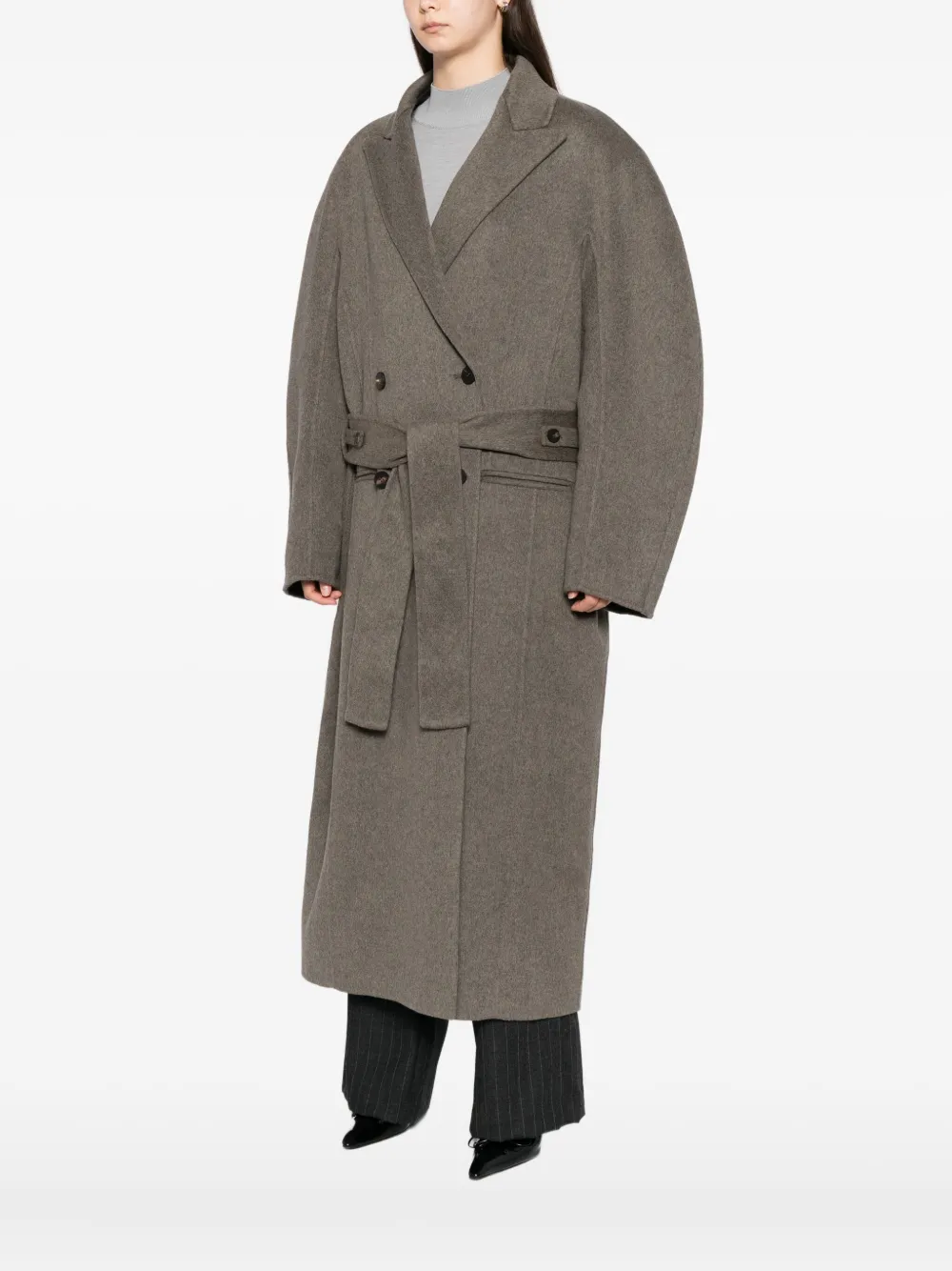 Jacquemus Double-breasted Belt Coat In Gray