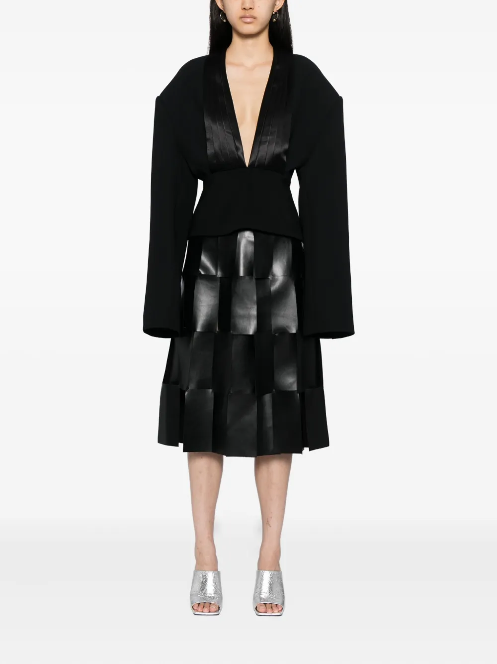 A.W.A.K.E. Mode Midi-rok met rechthoekig montuur - Zwart