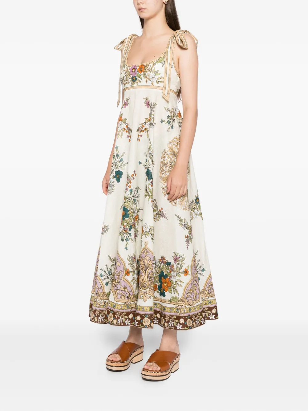 ALEMAIS Jurk met gestrikt bandje en bloemenprint CREAM
