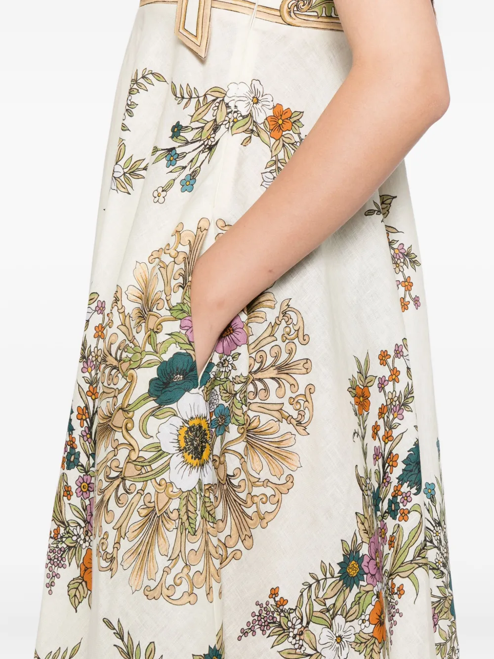 ALEMAIS Jurk met gestrikt bandje en bloemenprint CREAM