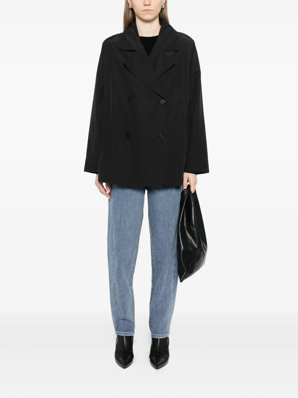 Eileen Fisher Double-breasted Blazer In Black