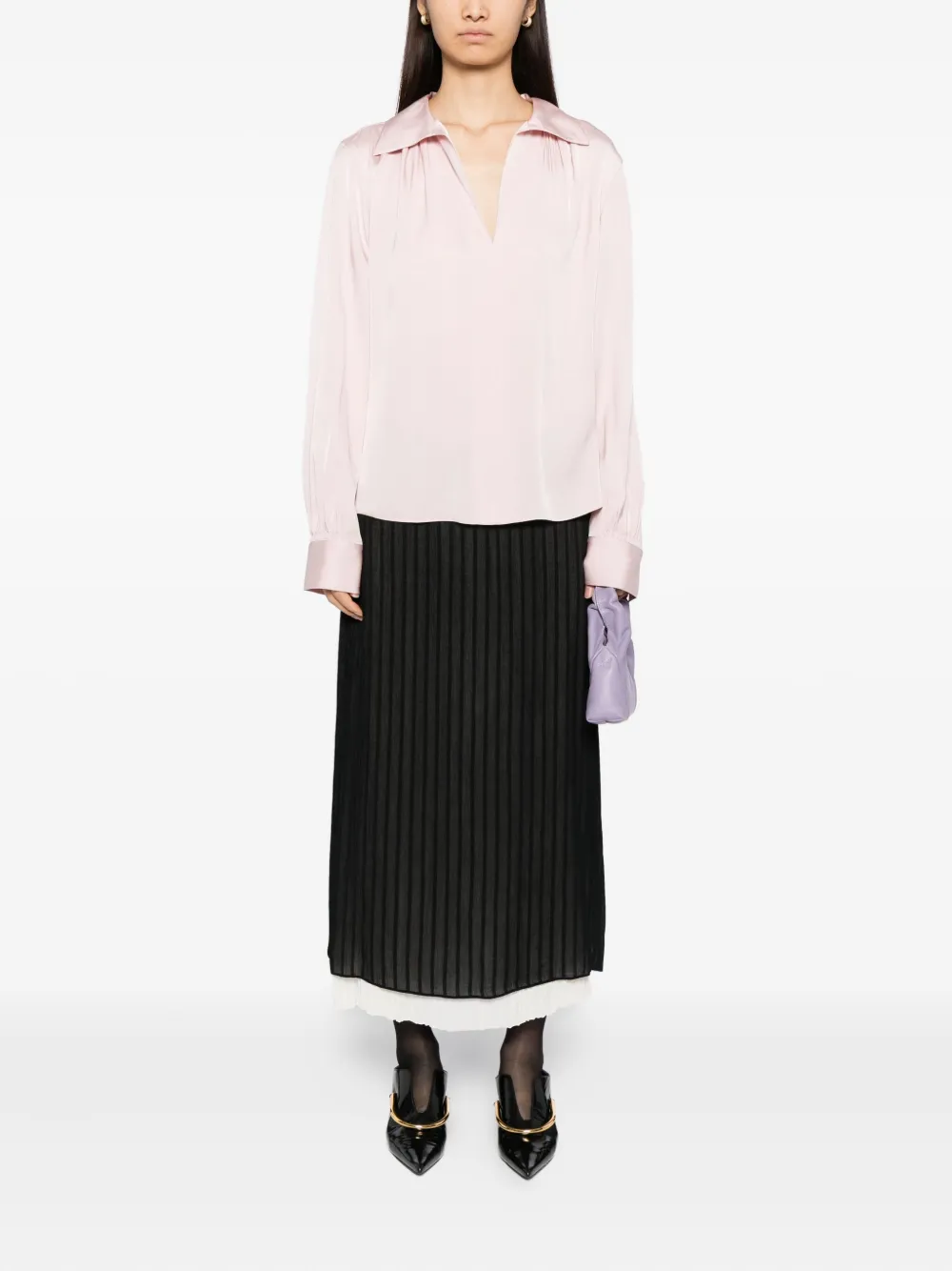 Vince Gesmockte blouse - Roze