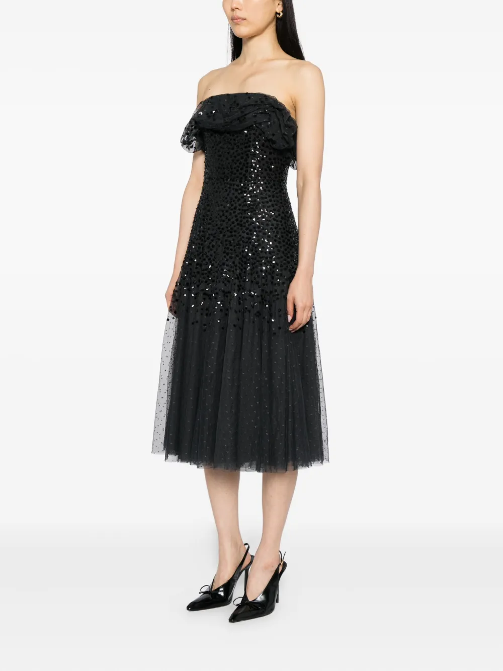 Needle & Thread Dappled Dress In Black