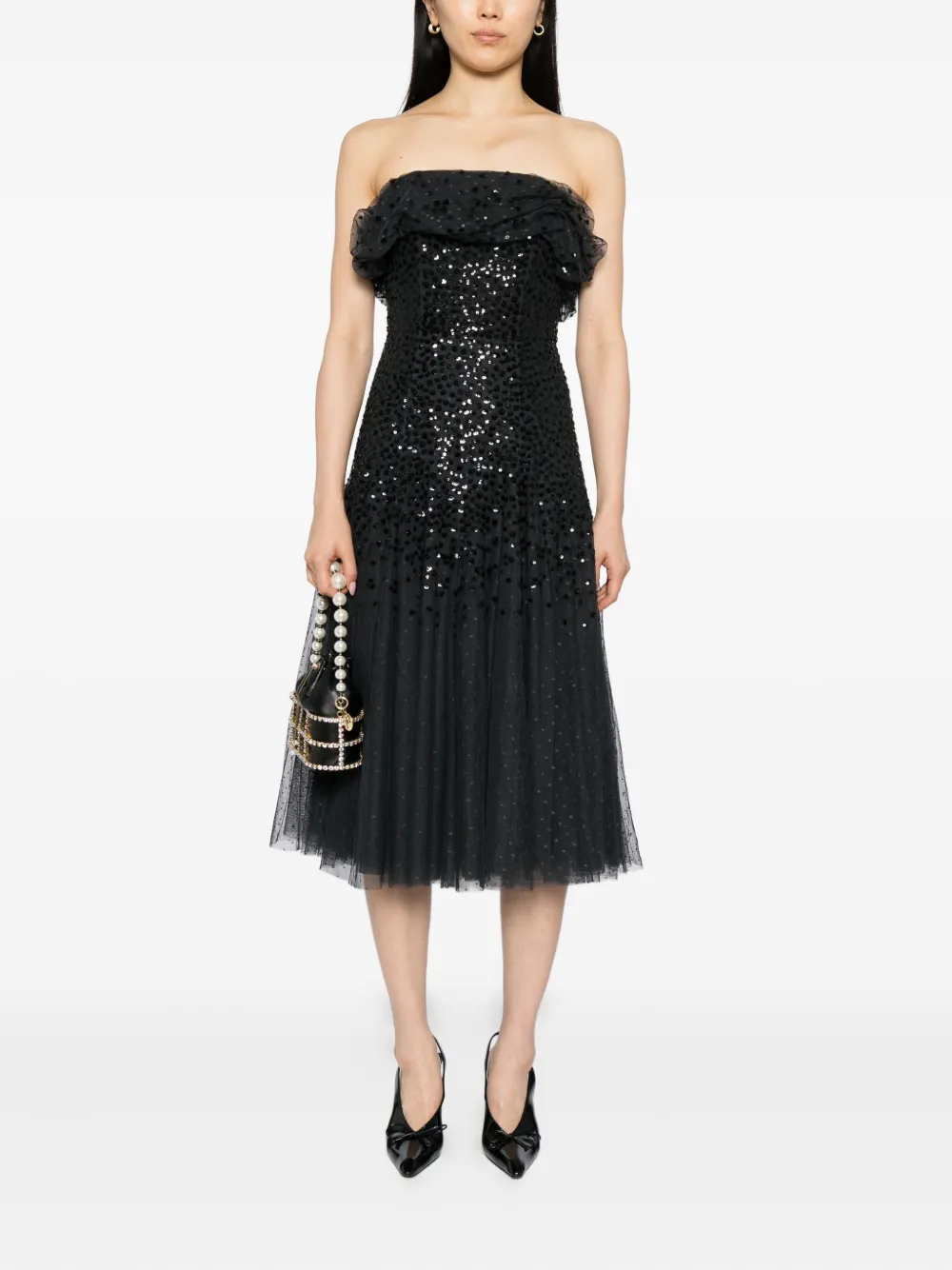 Needle & Thread Dappled jurk - Zwart