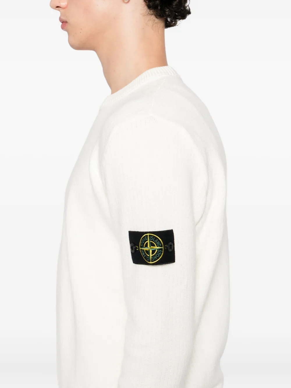 Stone Island Trui met logopatch Beige