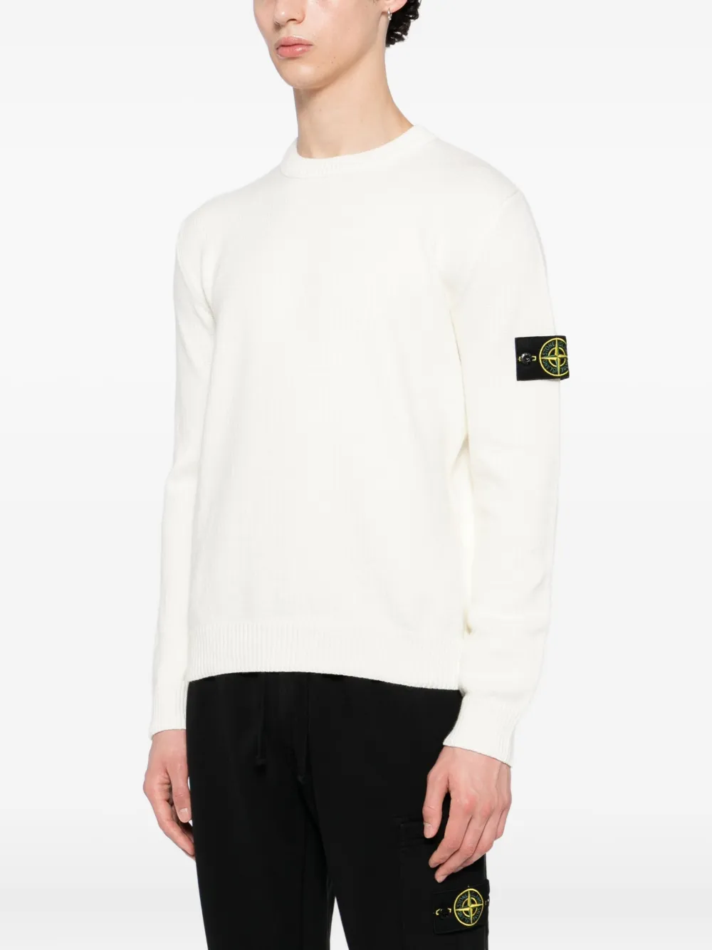 Stone Island Trui met logopatch Beige