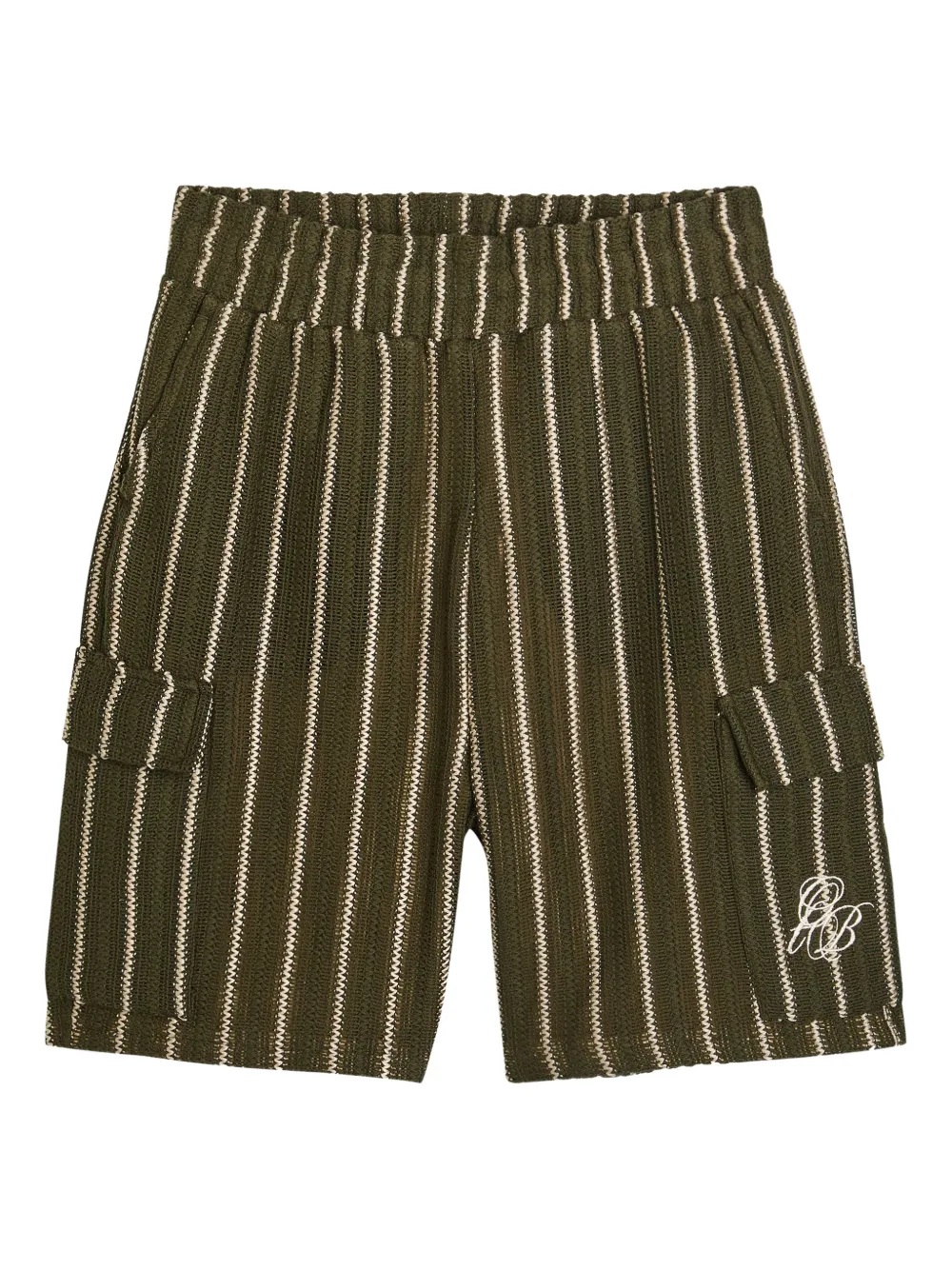 Only the Blind Greenwood crochet stripe shorts - Groen