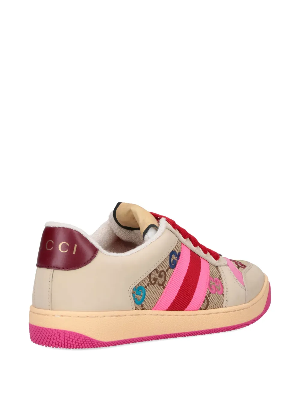 Gucci Screener Trainer In Gg Fabric And Multicolour Details Women In Neutral