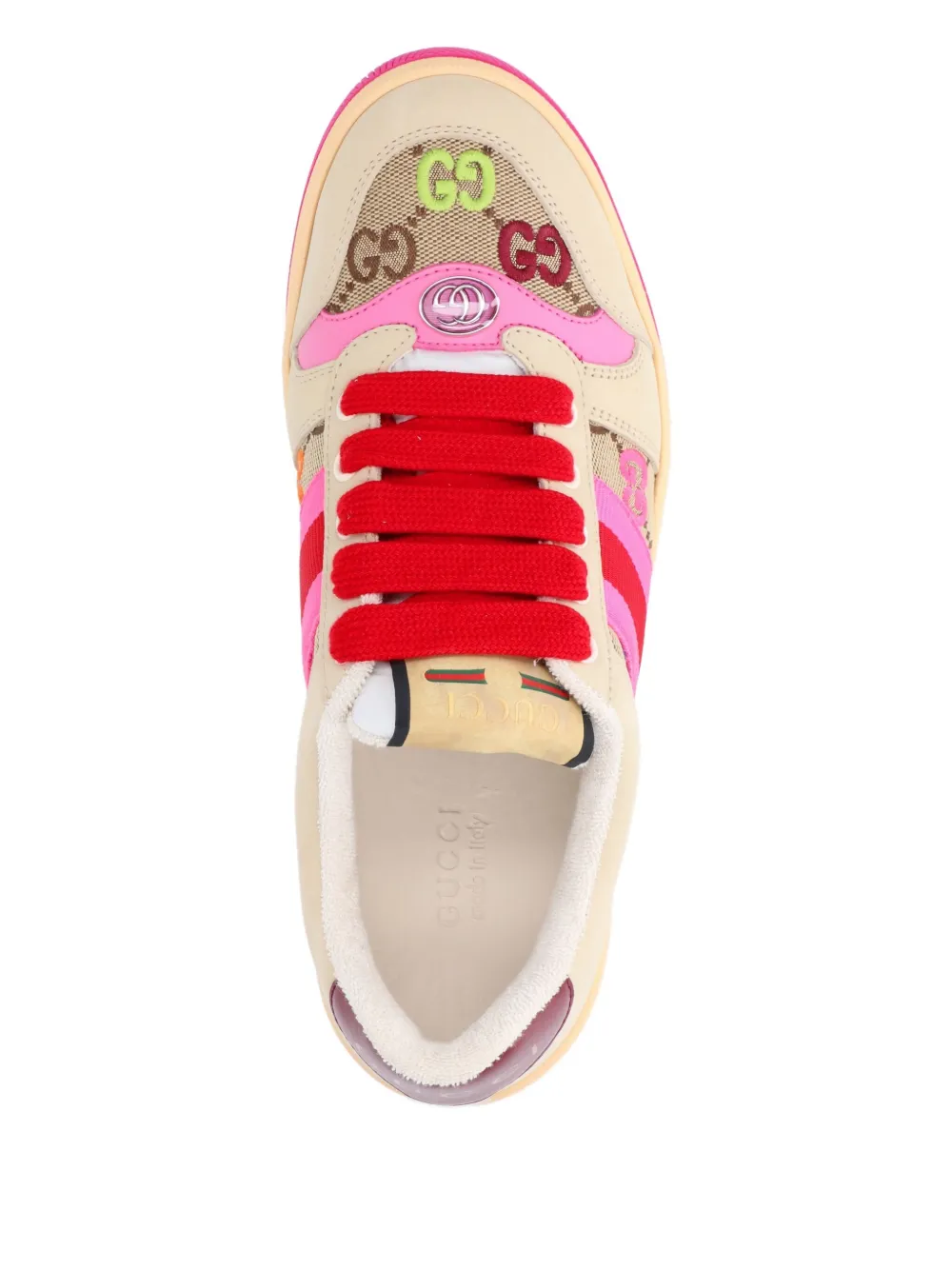Gucci Screener Trainer In Gg Fabric And Multicolour Details Women In Neutral