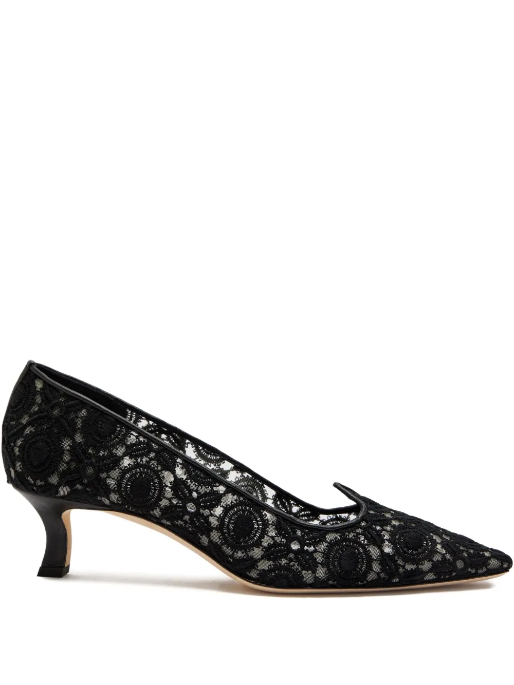Manolo Blahnik 50mm Euridi Lace Pumps In Black