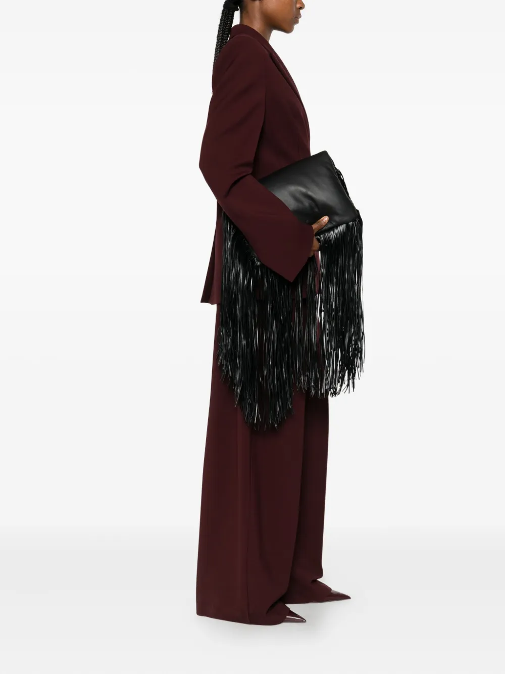 Sportmax Fringed Clutch Bag In Black