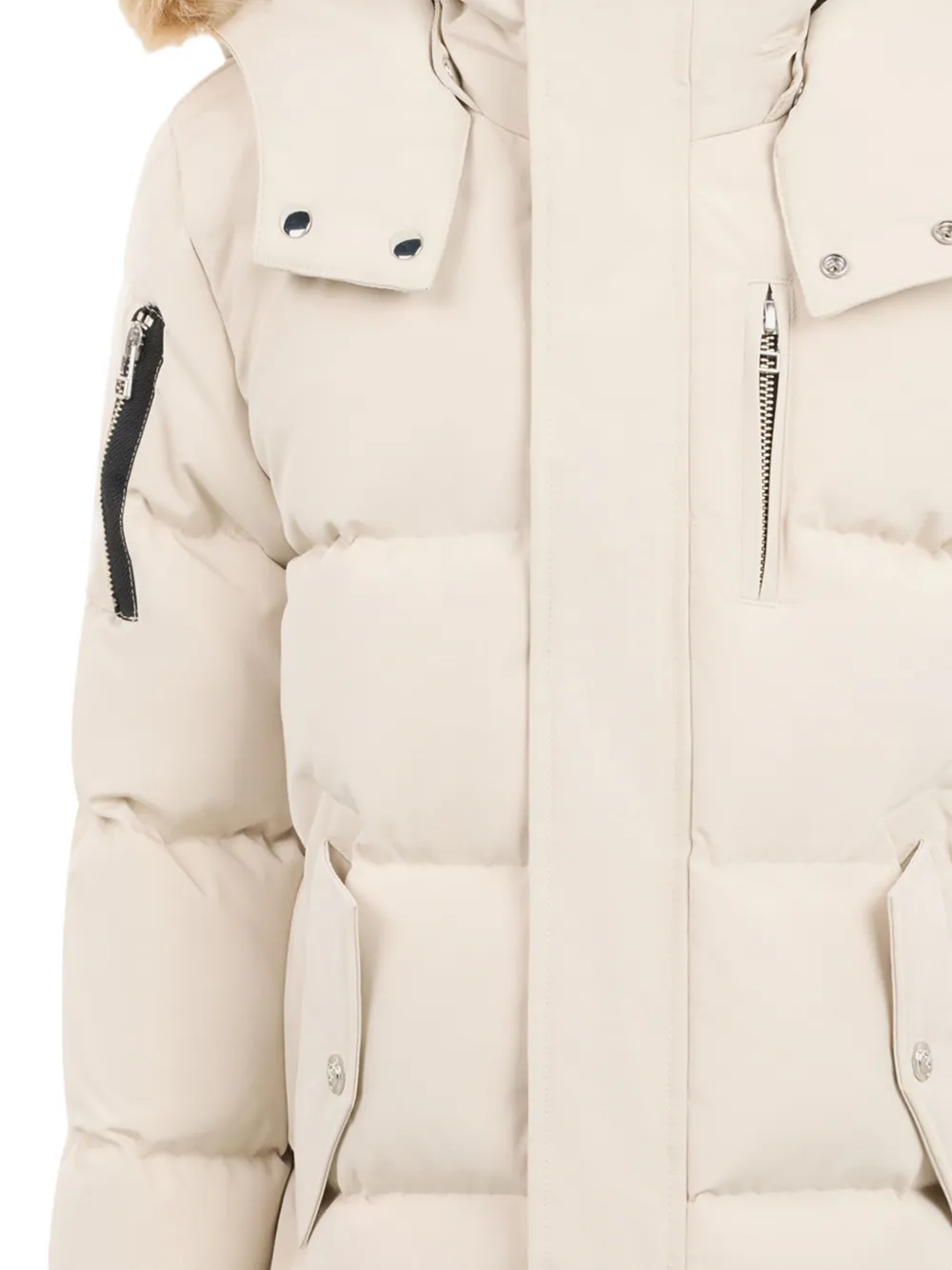 Moose Knuckles Kids Jack met lammy afwerking en capuchon Beige