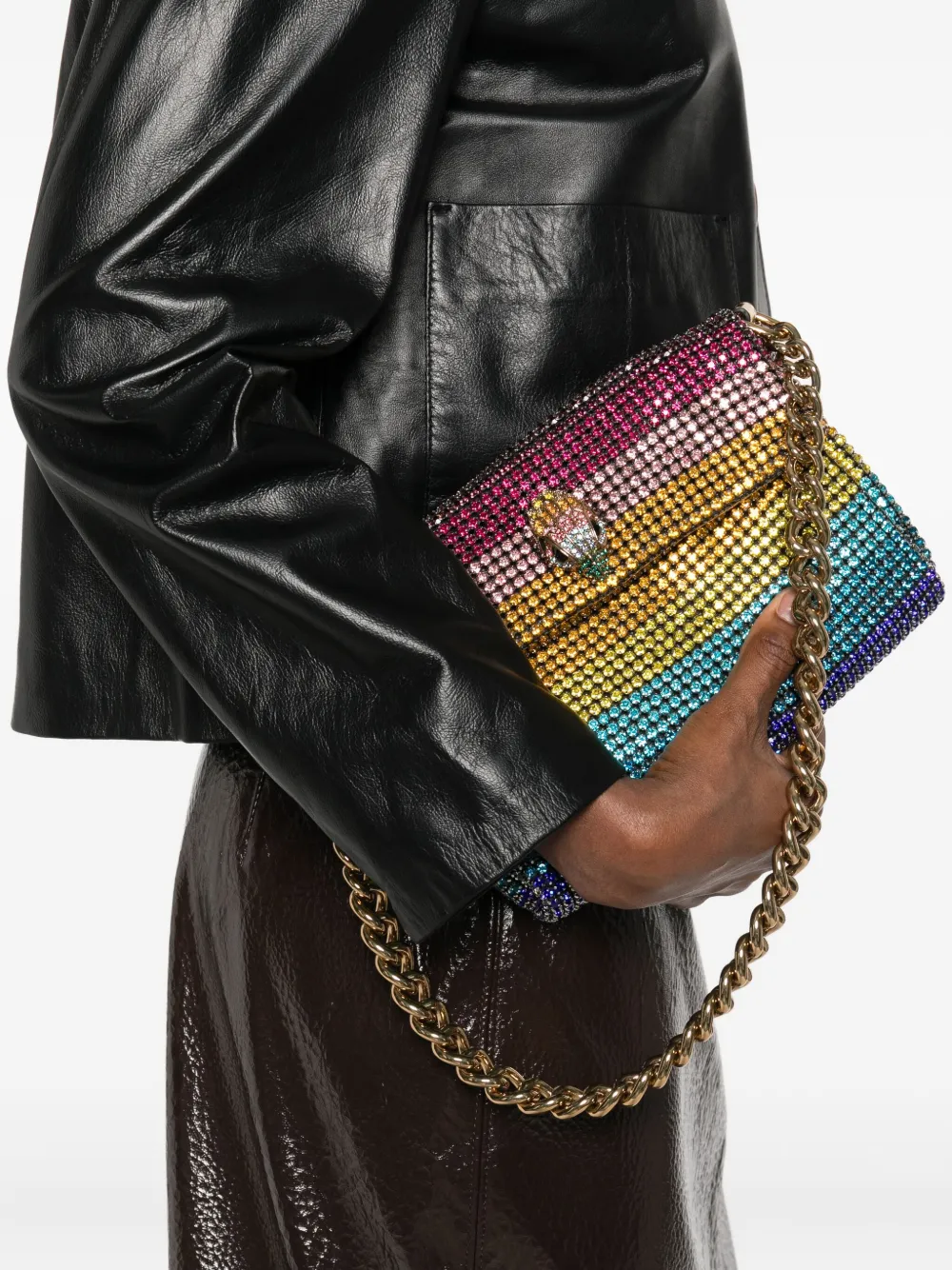 Kurt Geiger London Schoudertas verfraaid met stras en ketting - Roze