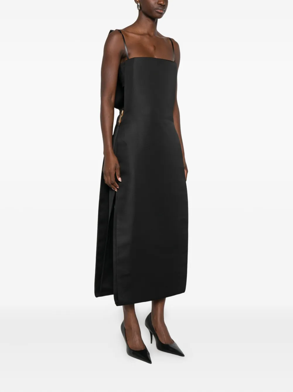 Sportmax Square-neck Long Dress In Black