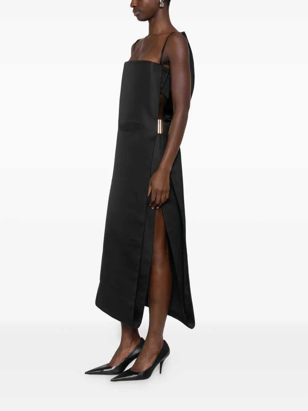 Sportmax Maxi-jurk met vierkante hals - Zwart