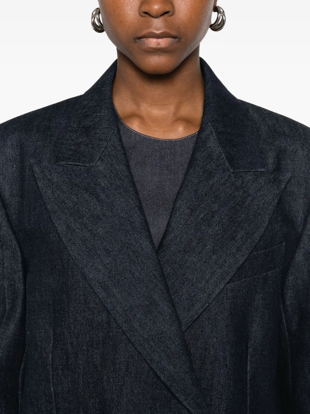 Sportmax Double-breasted Denim Blazer In Blue