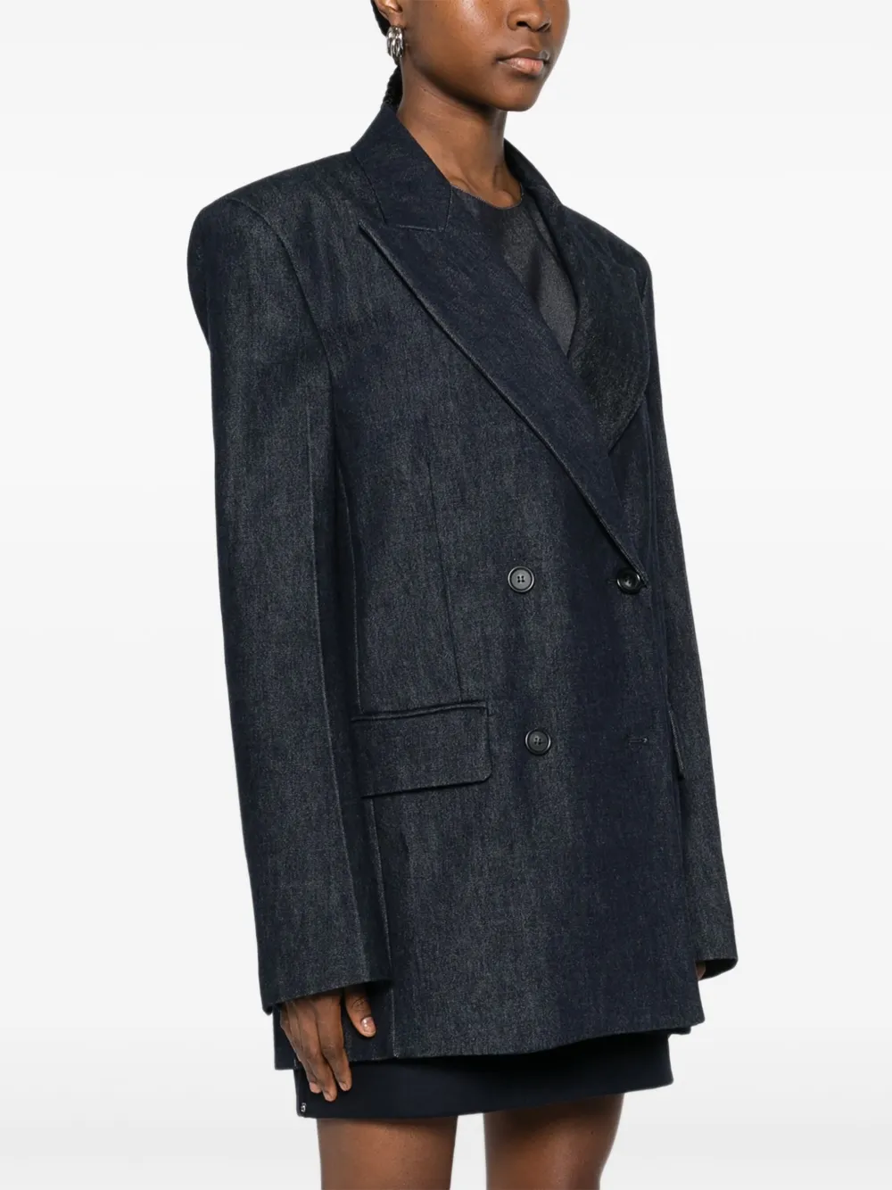 Sportmax Double-breasted Denim Blazer In Blue