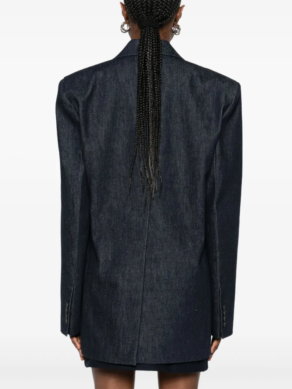 Sportmax Double-breasted Denim Blazer In Blue