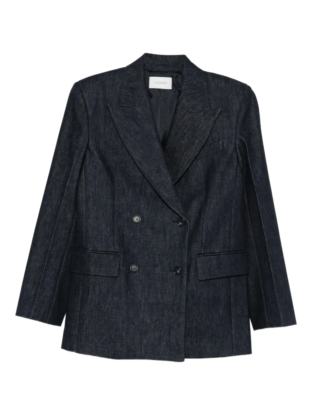 Sportmax Double-breasted Denim Blazer In Blue