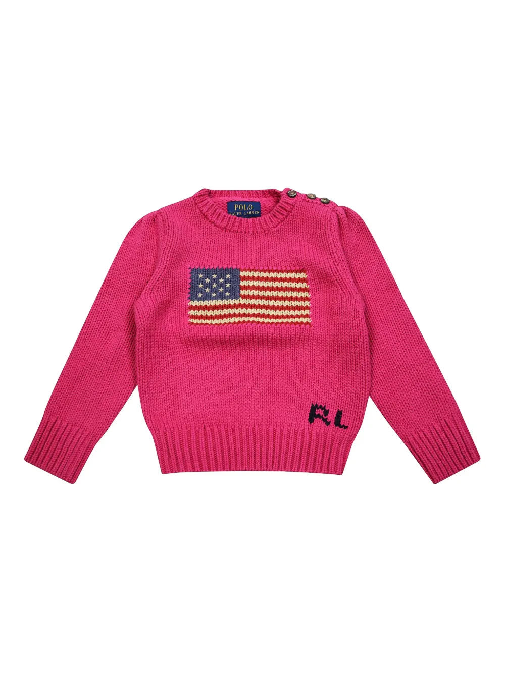 POLO RALPH LAUREN KIDS フラッグインターシャ セーター - ピンク