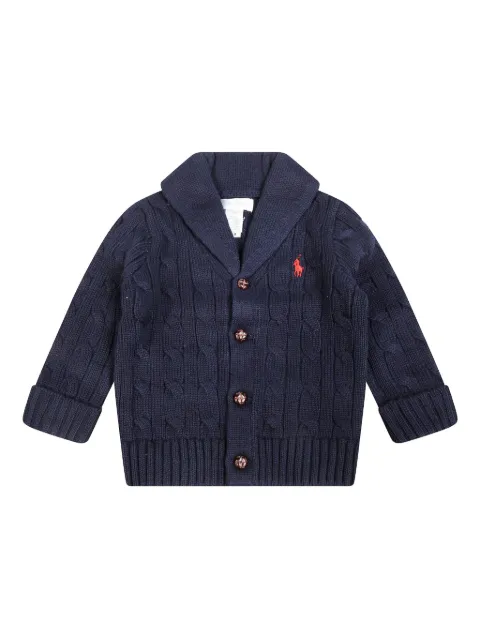 POLO RALPH LAUREN KIDS cárdigan en tejido de ochos con cuello esmoquin